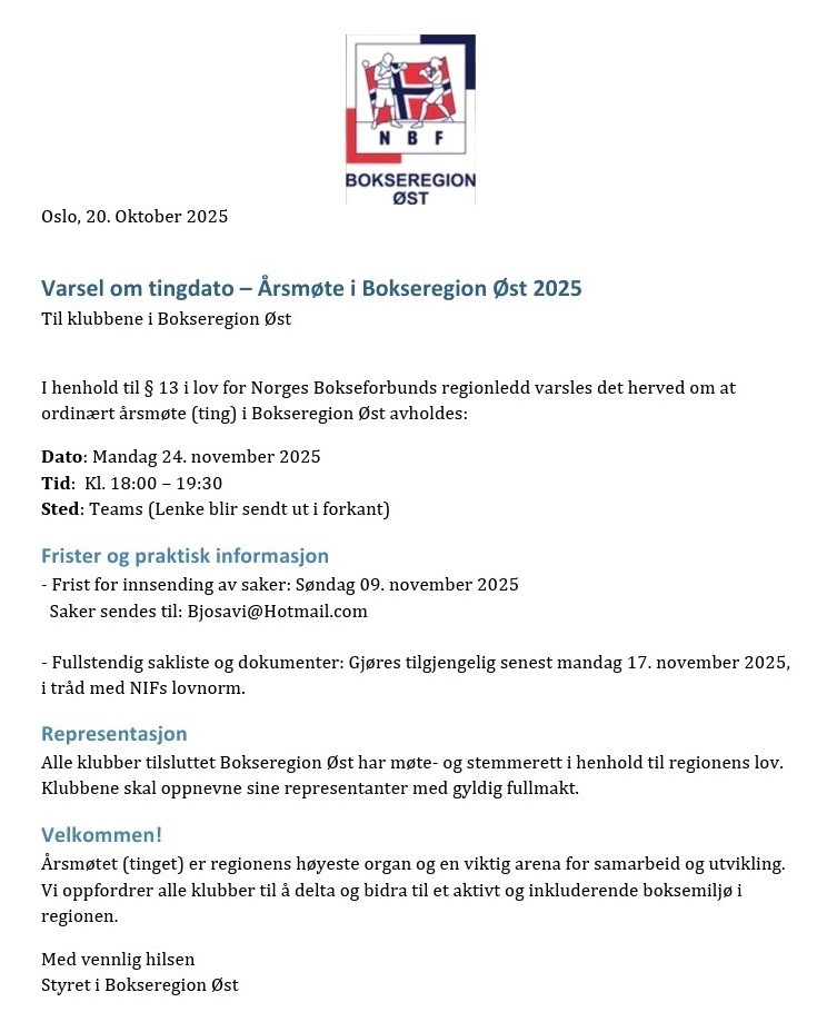 Årsmøte Region Øst 2025